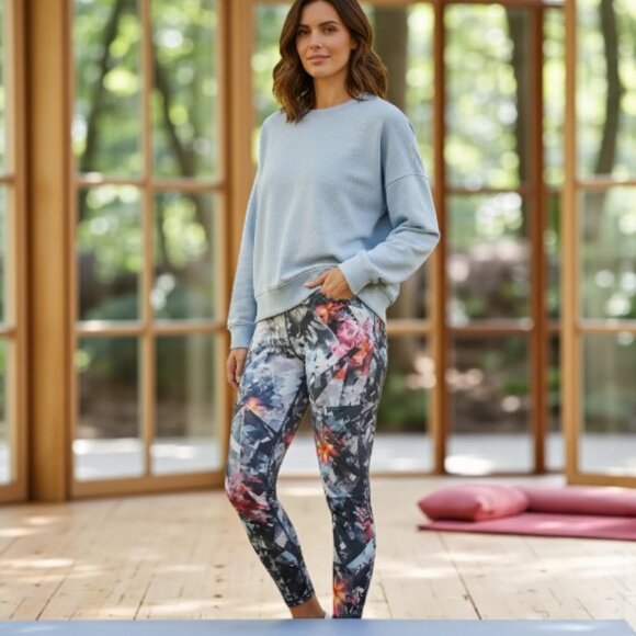 Gray Sweatshirt and Evolution & Creation Floral Leggings Set - Picture 1 of 15